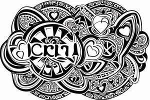Circle shape using linked hearts tattoo idea