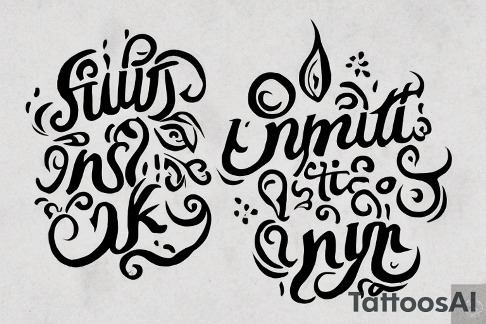 Sk initals in the background with emphasis on the following quote “मैं गहारा तमस 
तू सुनहारा सवेरा ” tattoo idea