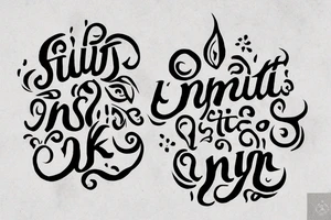Sk initals in the background with emphasis on the following quote “मैं गहारा तमस 
तू सुनहारा सवेरा ” tattoo idea