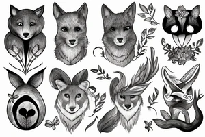 forest animals women tattoo idea