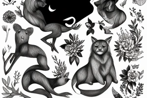 forest animals women tattoo idea