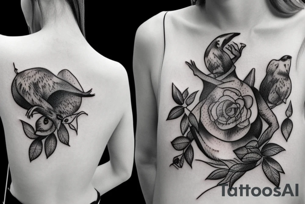forest animals women tattoo idea