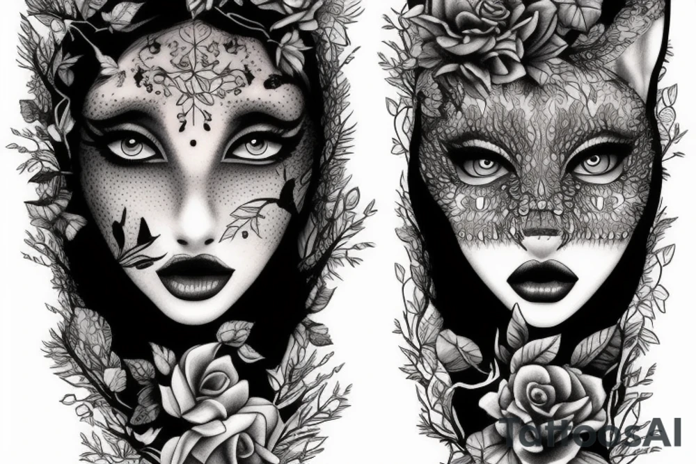 forest animals women tattoo idea