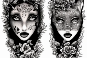 forest animals women tattoo idea