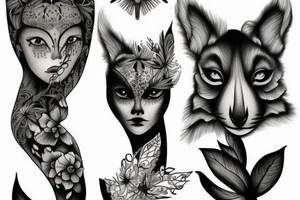 forest animals women tattoo idea
