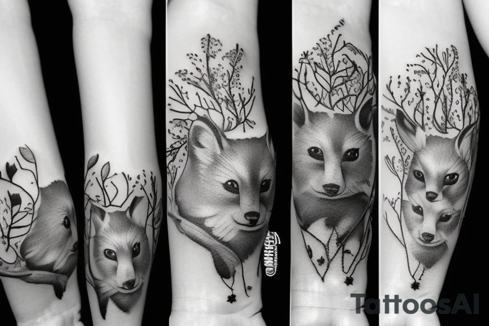 forest animals women tattoo idea