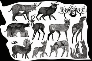 forest animals women tattoo idea