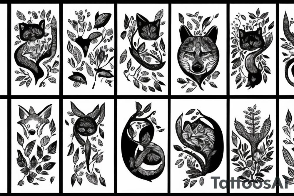 forest animals women tattoo idea
