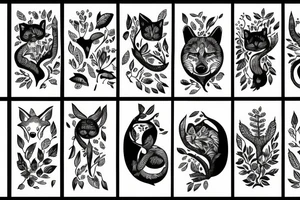 forest animals women tattoo idea