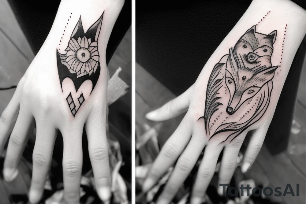 wolf hand tattoo idea