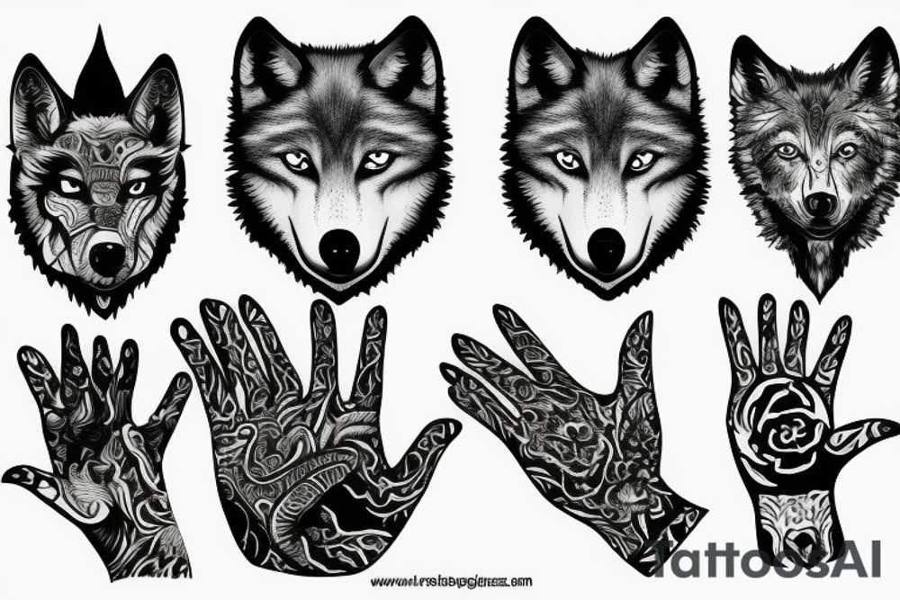 wolf hand tattoo idea