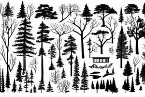 trees, lake, cabin, bandana tattoo idea