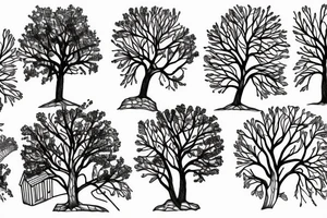 trees, lake, & cabin tattoo idea