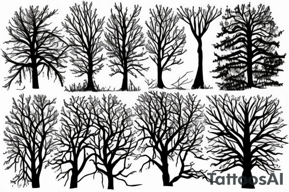 trees, lake, & cabin tattoo idea