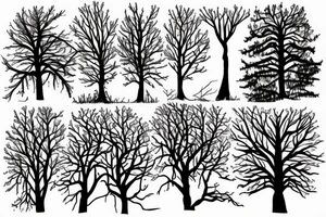 trees, lake, & cabin tattoo idea