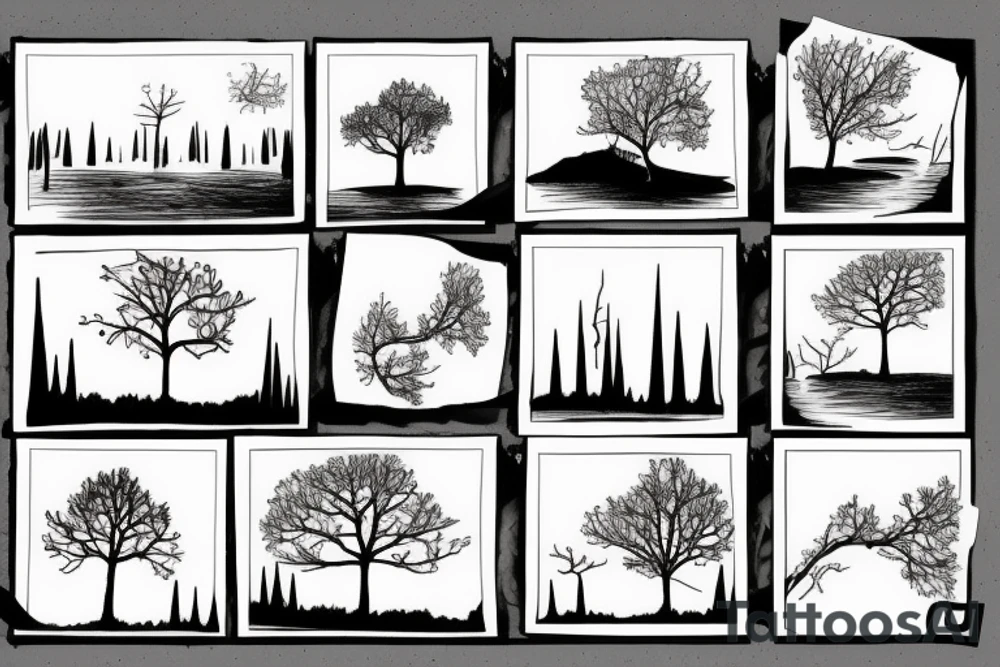 lake and trees tattoo idea