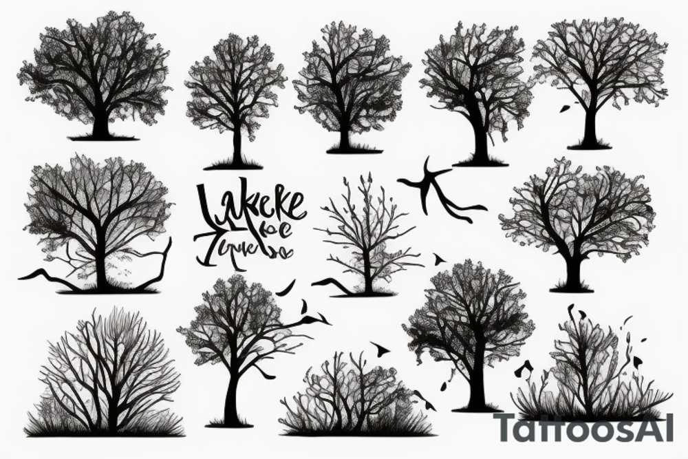 lake and trees tattoo idea
