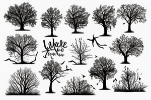 lake and trees tattoo idea