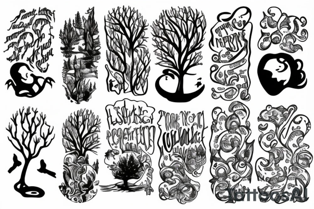 lake and trees tattoo idea