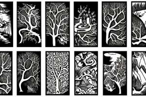 basic lake and trees tattoo idea