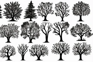basic trees and lake tattoo idea