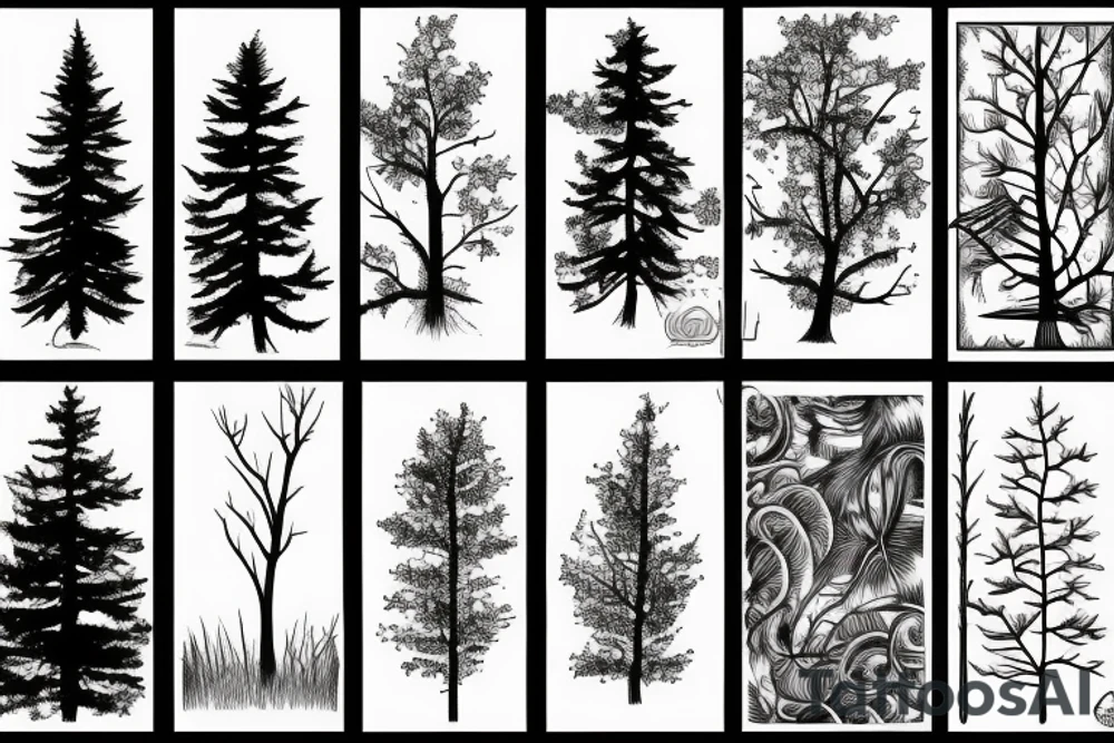basic trees and lake tattoo idea