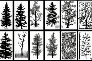 basic trees and lake tattoo idea