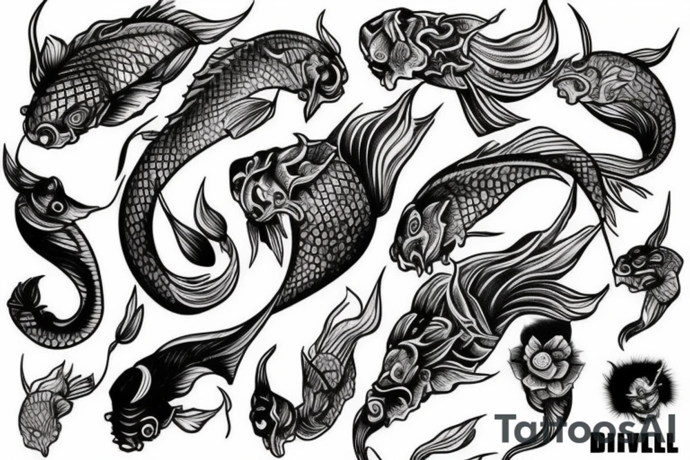 Side profile of devil whispering in ear tattoo idea