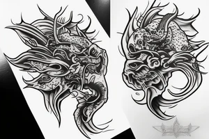 Side profile of devil whispering in ear tattoo idea