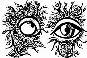 Eye, tree, boundry, sun, two hands holding tattoo idea