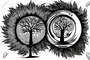 Eye, tree, boundry, sun, two hands holding tattoo idea