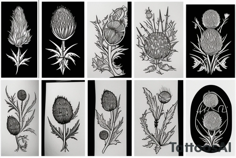 thistle Scotland hike modern simple lines tattoo idea