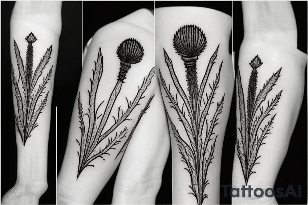 thistle Scotland hike modern simple lines tattoo idea