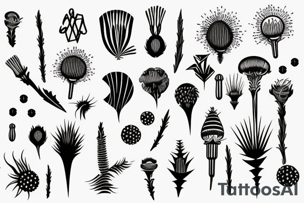 thistle modern deco abstract tattoo idea