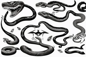 a snake that is long and simple with an open mouth tattoo idea