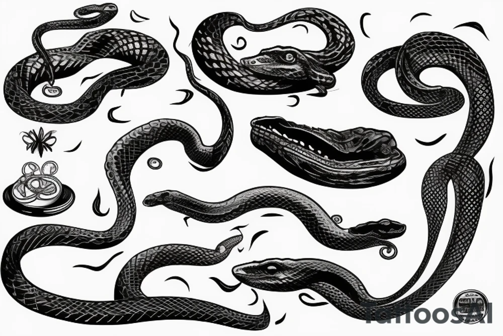 a snake that is long and simple with an open mouth tattoo idea