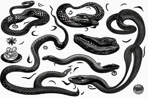 a snake that is long and simple with an open mouth tattoo idea