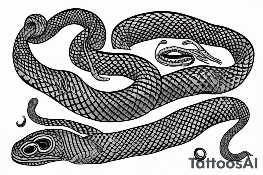 a snake that is long, straight and simple with an open mouth tattoo idea
