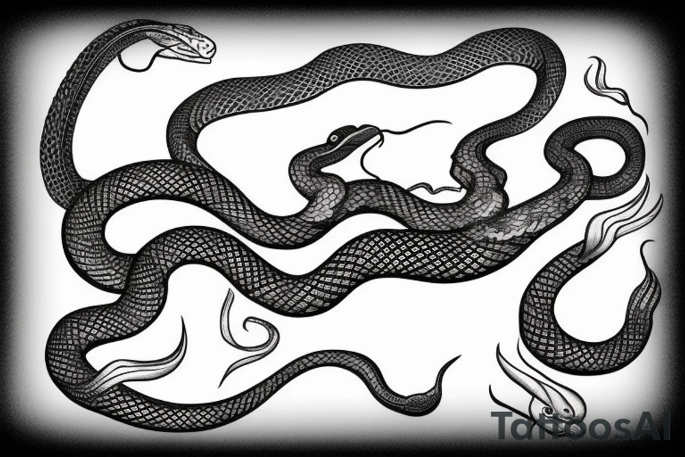 a snake that is long, straight and simple with an open mouth tattoo idea