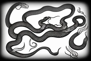 a snake that is long, straight and simple with an open mouth tattoo idea