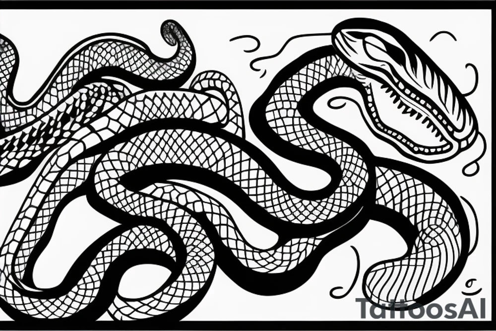 a snake that is long, straight and simple with an open mouth tattoo idea