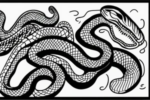 a snake that is long, straight and simple with an open mouth tattoo idea