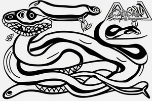 a snake that is long, line and simple with an open mouth tattoo idea