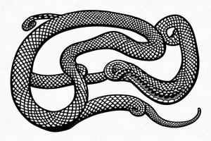 a snake that is long, straight and simple with an open mouth tattoo idea