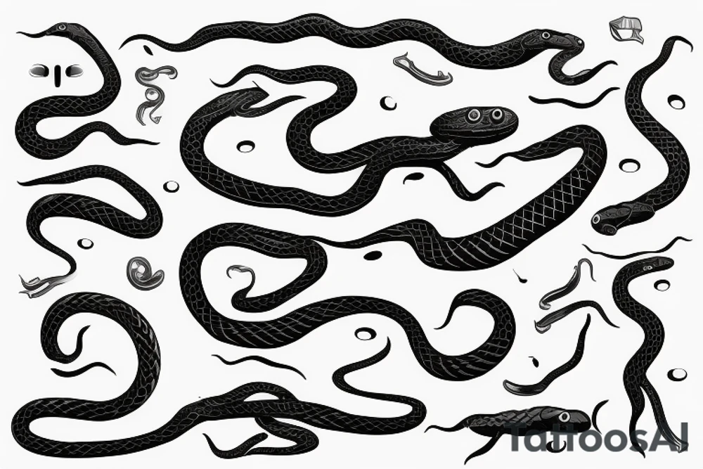 a snake that is long, straight and simple with an open mouth tattoo idea