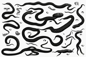 a snake that is long, straight and simple with an open mouth tattoo idea