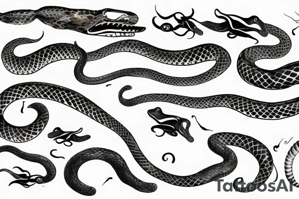 a snake that is long, straight and simple with an open mouth tattoo idea