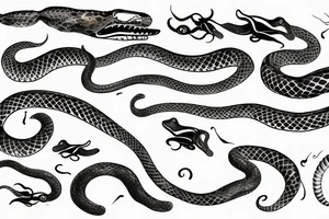 a snake that is long, straight and simple with an open mouth tattoo idea
