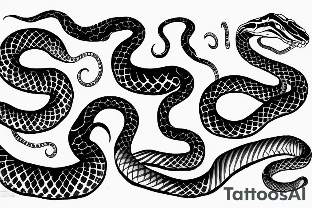 a snake that is long, straight and simple with an open mouth tattoo idea