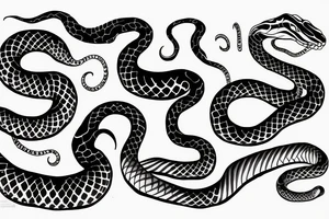 a snake that is long, straight and simple with an open mouth tattoo idea
